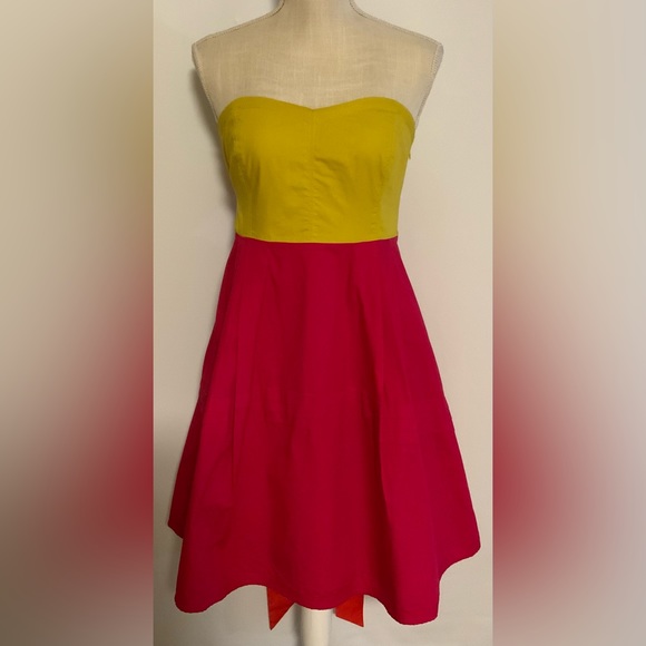 Maeve Anthropologie Parading Hues Strapless Color Block Dress Size 4 - Picture 4 of 16